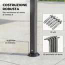 Gazebo da Giardino con Tetto Estensibile 320x320x275 cm con Fori di Drenaggio in Metallo e Poliestere Grigio Scuro      