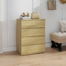 Cassettiera 4 Cassetti 60x40x80 cm con Guide in Metallo e Maniglie Scanalate in Legno color Faggio      