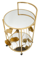 Carrello Flow 60x76x46 cm in Ferro e MDF Oro