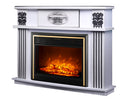 Camino Elettrico da Pavimento 112x142,8x38,5 cm Effetto Fiamma 1500W Roma & Richi Bianco