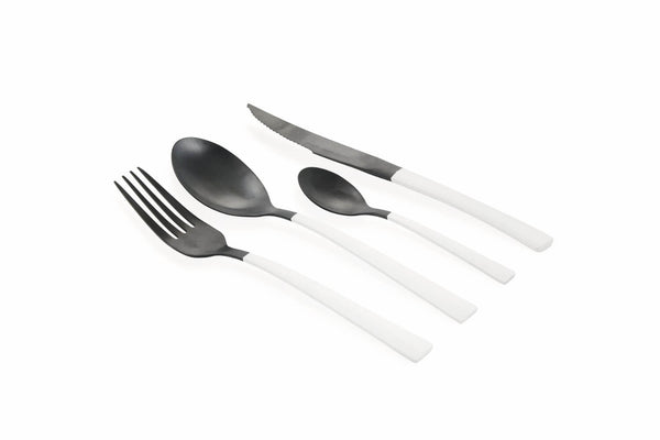 online Servizio Set di Posate 24 Pezzi in Acciaio Villa d'Este Home Tivoli Inverse Nero/Bianco