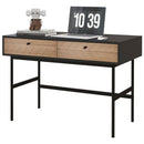 Scrivania da Ufficio Moderna con 2 Cassetti 106x50x77 cm in Acciaio e MDF Nero e Rovere