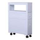 Mobiletto da Cucina in Legno con Ripiano e 2 Cassetti Posate Bianco 16x52x66 cm