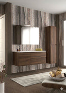Mobile da Bagno Sospeso con Lavabo 100 cm e Specchio Bali Light 2+2 Noce Scuro      