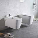 Coppia di Sanitari WC e Bidet Sospesi Filo Muro in Ceramica 36,5x58x33cm Bianco