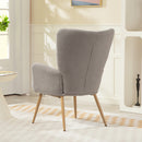 Poltrona per Salotto Moderna 71x74x97,5 cm con Schienale Alto in Tessuto Sherpa Grigio  
