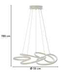 Lampadario LED Glovy Bianco Ø55x120 cm in Alluminio e Ferro e PVC Bianco      