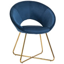 Poltroncina Imbottita in Velluto e Metallo Blu