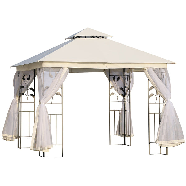 sconto Gazebo da Giardino 3x3m con Zanzariera in Acciaio e Poliestere Bianco
