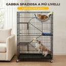 Gabbia per Gatti 91,5x55,6x128 cm a 4 Livelli con Amaca Letto Rampe e Piattaforme in Metallo con Vassoio Estraibile Nero      