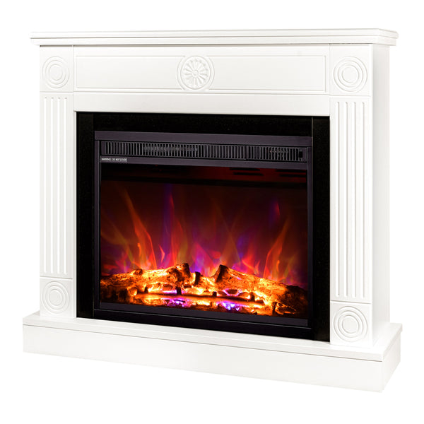 Camino Elettrico da Pavimento 80x95x27 cm Effetto Fiamma 1500W Bonita & Lorance Bianco/nero sconto