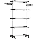 Stendino Verticale 4 Ripiani Regolabili 142x55x172 cm in Acciaio e Plastica Nero e Argento 