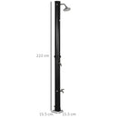 Doccia Solare 15,5x15,5x222 cm da 20L con Rubinetto Inferiore e Temperatura Regolabile Nero  
