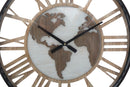 Orologio da Muro World Class Ø60x6 cm MDF e in Ferro Marrone-3