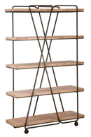 Libreria Trox 119,5x44x187 cm Legno di Abete e MDF e FERRO Marrone e Grigio-1