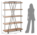 Libreria Trox 119,5x44x187 cm Legno di Abete e MDF e FERRO Marrone e Grigio-9