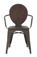 Set 2 Sedie 54x51x83 cm Harlem in Ferro e Legno Naturale e Grigio-2