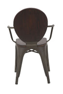 Set 2 Sedie 54x51x83 cm Harlem in Ferro e Legno Naturale e Grigio-3
