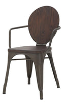 Set 2 Sedie 54x51x83 cm Harlem in Ferro e Legno Naturale e Grigio-4