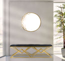 Panca Piramid Doppia 140x40x45 cm in Ferro e Spugna e Poliestere Nero e Oro-10