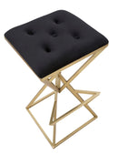 Sgabello da Bar Piramid 40x40x75 cm in Ferro e Vetro Oro e Nero-4