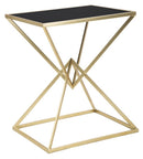 Tavolo da Caffé Piramid 57x46x68 cm in Ferro e Vetro Oro e Nero-1