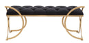 Panca Glam Luxy Nera 103x43x47 cm in Ferro e MDF e Spugna e Poliestere Nero e Oro-4