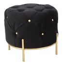 Puff Diamond Glam Nero Ø45x40 cm in Ferro e MDF e Spugna e Poliestere Nero e Oro-1