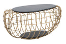 Tavolo da Caffé Oro Spider 119x75x55 cm in Ferro e MDF e PU Nero e Oro-1