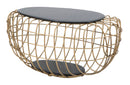 Tavolo da Caffé Oro Spider 119x75x55 cm in Ferro e MDF e PU Nero e Oro-3