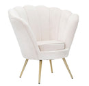Poltrona Vienna Crema 85x76x88 cm Spugna e Tessuto e Metallo Bianco e Oro-1