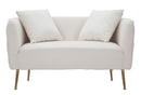 Divanetto Bucarest Crema 127x74x73 cm Legno e Spugna e Tessuto e Metallo Crema e Oro-2