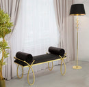 Panca Ribbon Nera 112,5x49x53 cm in Ferro e MDF e Spugna e Poliestere Nero e Oro-10