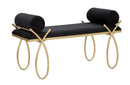 Panca Ribbon Nera 112,5x49x53 cm in Ferro e MDF e Spugna e Poliestere Nero e Oro-1