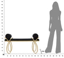 Panca Ribbon Nera 112,5x49x53 cm in Ferro e MDF e Spugna e Poliestere Nero e Oro-9