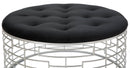 Puff Ice Ø91,5x47 cm in Ferro e MDF e Spugna e Poliestere Argento e Nero-4