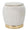 Puff Contenitore Paris Ø43x43 cm in Legno Spugna e Poliestere Crema e Oro