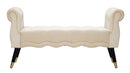 Panchetta Paris 120x40x60 cm in Legno Spugna Metallo e Poliestere Crema Nero e Oro-2