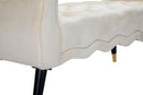 Panchetta Paris 120x40x60 cm in Legno Spugna Metallo e Poliestere Crema Nero e Oro-6