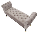Panchetta Paris 120x40x60 cm in Legno Spugna Metallo e Poliestere Grigio Nero e Oro-4