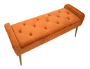 Panca Lady Ruggine 120x45x55 cm in Legno Spugna Metallo e Poliestere Ruggine e Oro-4