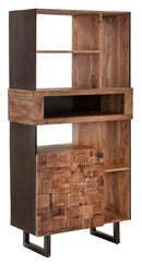 Libreria Mumbai 88x40x177 cm in Legno di Acacia e in Ferro Marrone e Nero-1