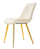 Set 2 Sedie Imbottite 51x59x79 cm in Poliestere Paris Crema e Oro-3