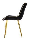 Set 2 Sedie Imbottite 51x59x79 cm in Poliestere Paris Nero e Oro-3