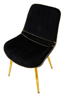 Set 2 Sedie Imbottite 51x59x79 cm in Poliestere Paris Nero e Oro-4