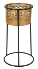 Porta Vasi Simply Ø25x50 cm in Ferro Oro e Nero-1