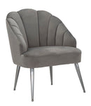 Poltrona Shell Grigia 65x69x84 cm in Legno Spugna Poliestere e Acciaio Grigio-1