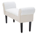 Panchetta Velvet Crema 102x31x51 cm Legno e Poliestere Crema e Nero-3