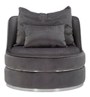 Poltrona Paris Space Grigio/Argento Ø84x72 cm in Legno e Spugna Grigio-2