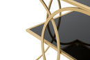Tavolinetto Double 45x45x55 cm in Ferro MDF e Specchio Oro e Nero-4